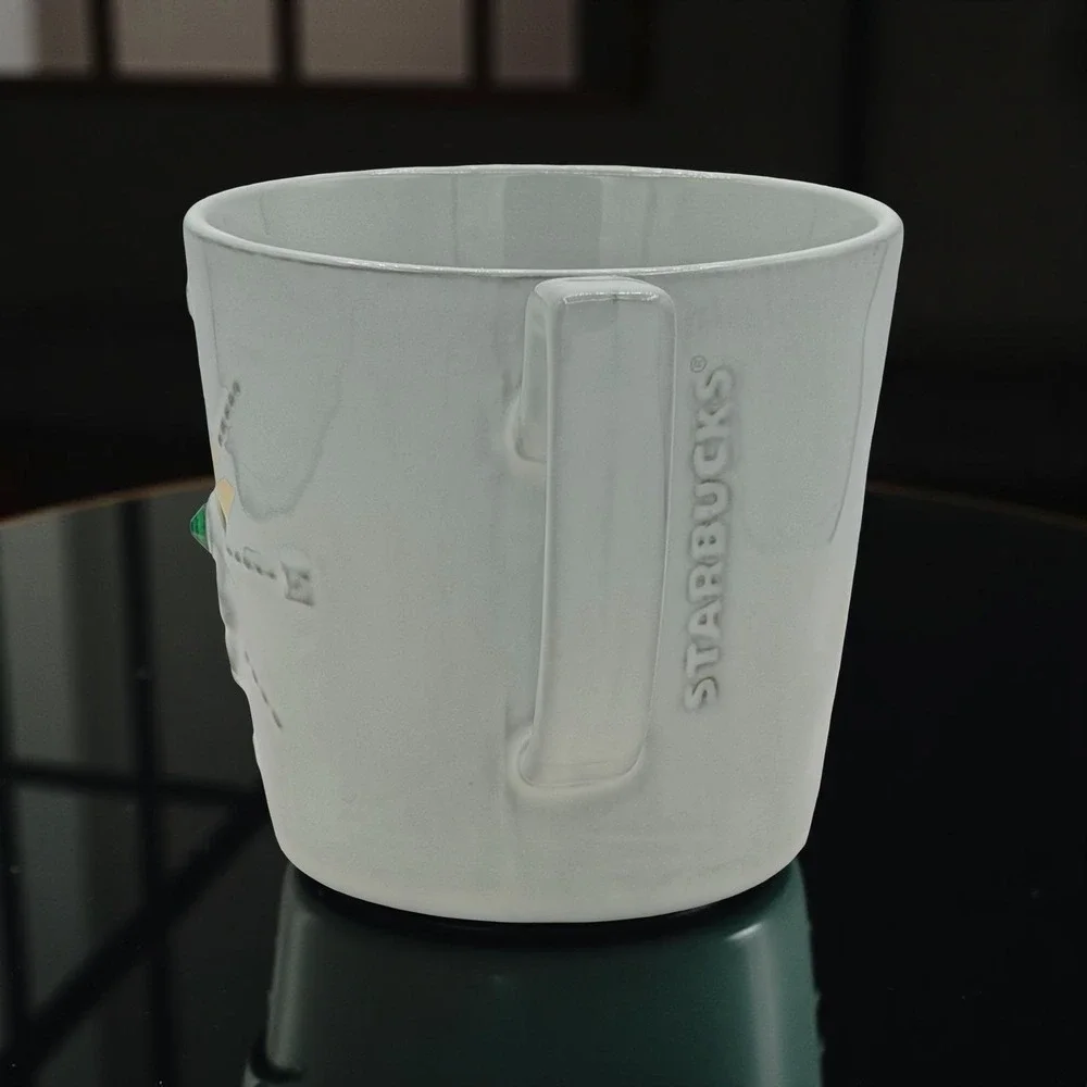 Starbucks Anniversary Mug 12oz Ceramic White Gold Siren Eye Compass 2014 Rare - Picture 3 of 7